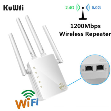 KuWFi 5Ghz Wireless Wifi Repeater 1200Mbps Wireless AP Router Dual Band 2.4&5Ghz Wifi Extender Long Range WiFi Signal Amplifier