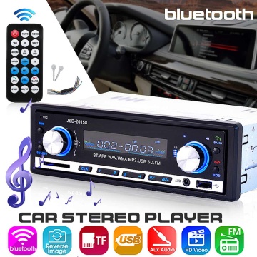 12V 1Din Car Radio Stereo MP3 Player Audio Player HD bluetooth Remote Control AUX USB SD FM U Disk Support Reverse Image
