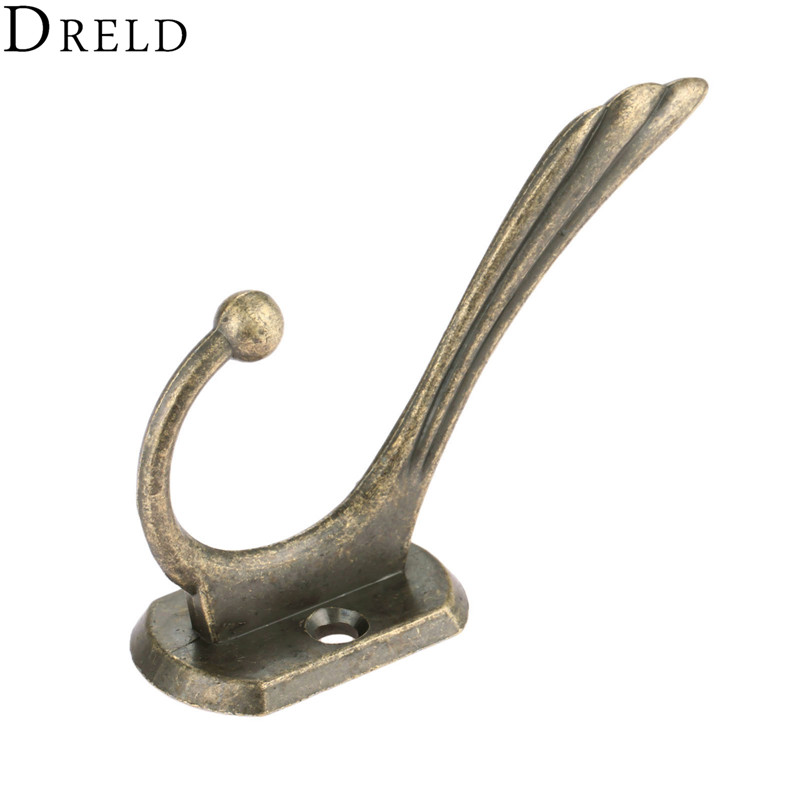 DRELD 1pc Antique Bronze Hooks Zinc Alloy Wall Hanger Hat Coat Robe Hooks Bathroom Kitchen Hooks Hanger Furniture Hardware