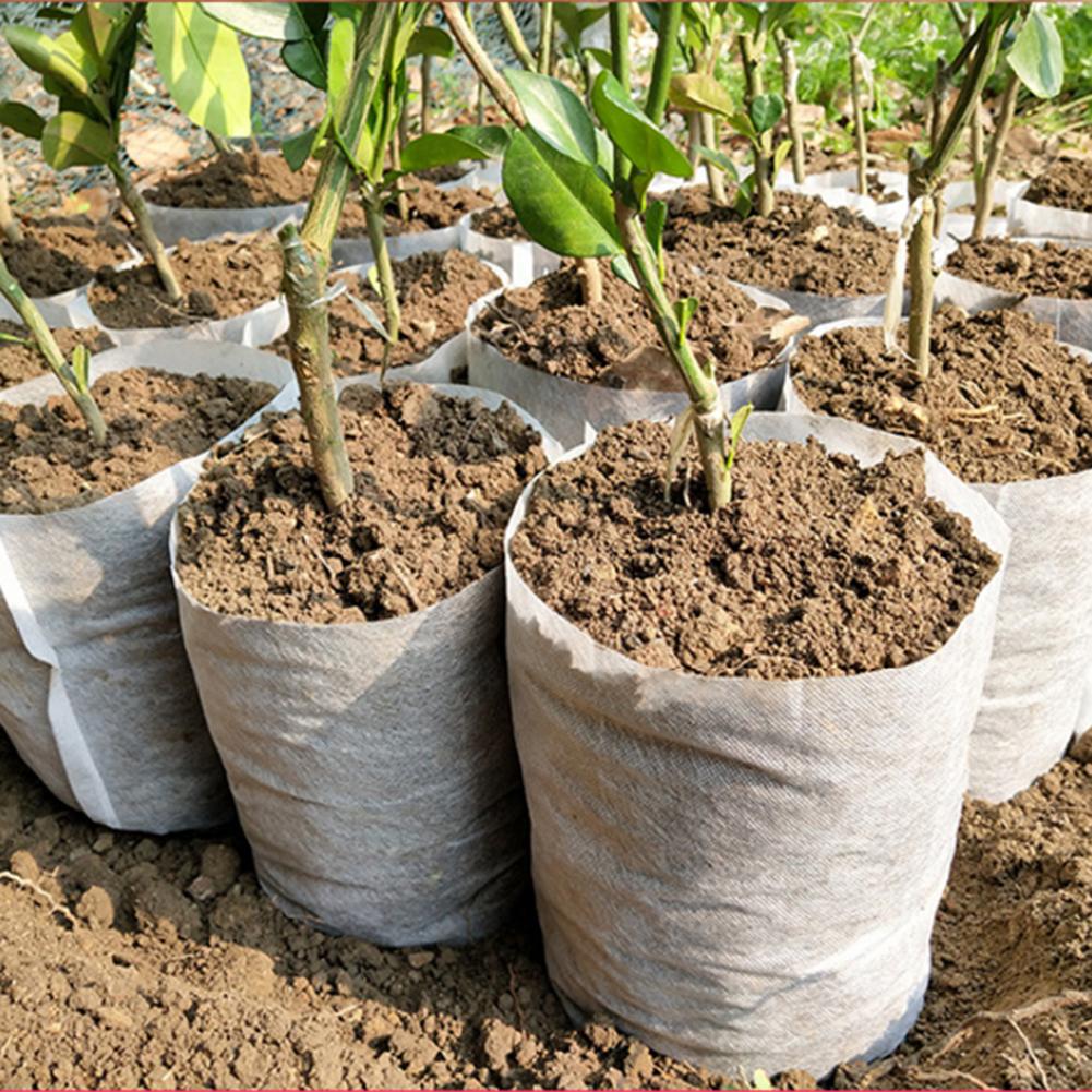 100pcs Biodegradable Non-woven Nursery Bags Plant Grow Bags Fabric Seedling Pots Eco-Friendly Aeration Planting Bags Multi Sizes
