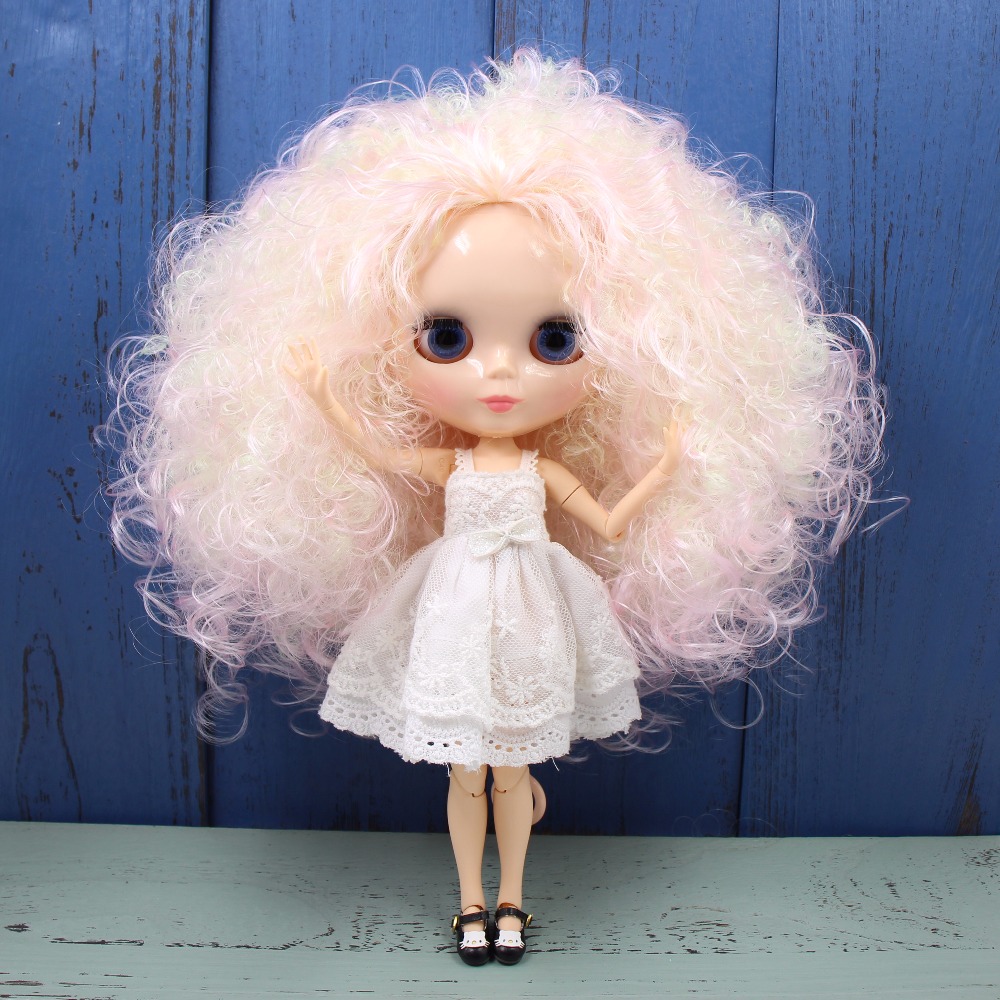 ICY DBS Blyth Doll 1/6 bjd pink mix yellow hair natural skin joint body shiny face 30cm nude doll