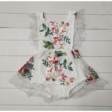 0-24M Newborn Infant Baby Girls Rompers Lace Flowers Ruffles Sleeve Jumpsuits Clothes 3 Colors