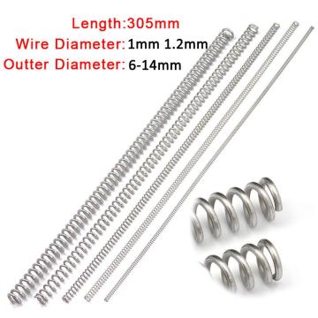 2Pcs 304 Stainless Steel Long Spring Y-type Compression Spring Wire Dia 1.0mm/1.2mm Outer Dia 6-14mm Length 305mm