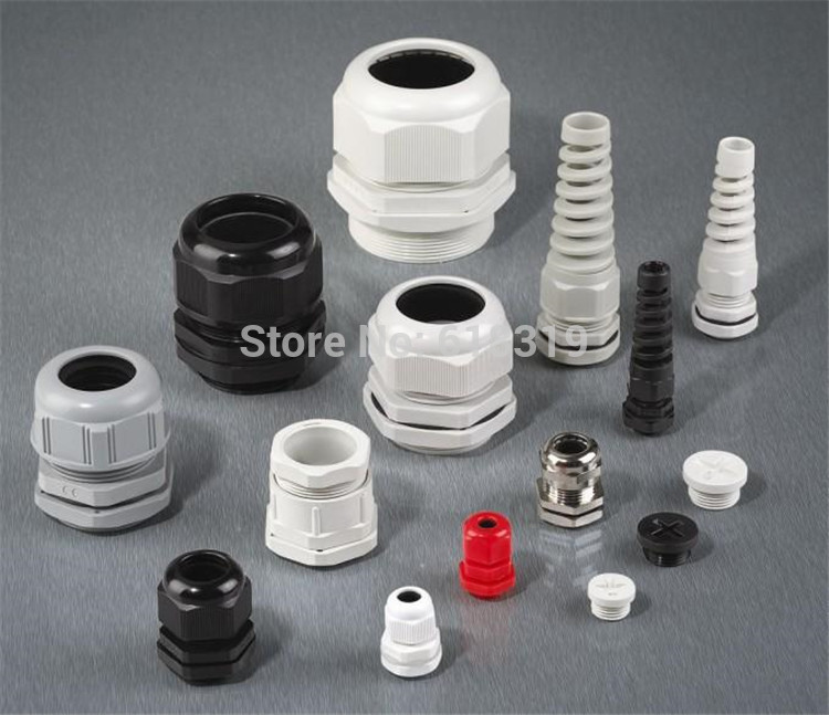 200pcs/lot PG7 Cable Gland IP68 Waterproof Connector Diameter 3-6.5mm Nylon Plastic Wire Glands