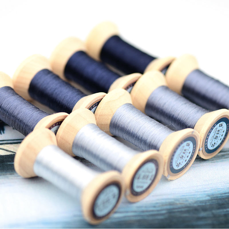 Hand-embroidered embroidery thread / silk thread / wrapped silk silk embroidery thread / hand-embroidered spool / quiet ink blue