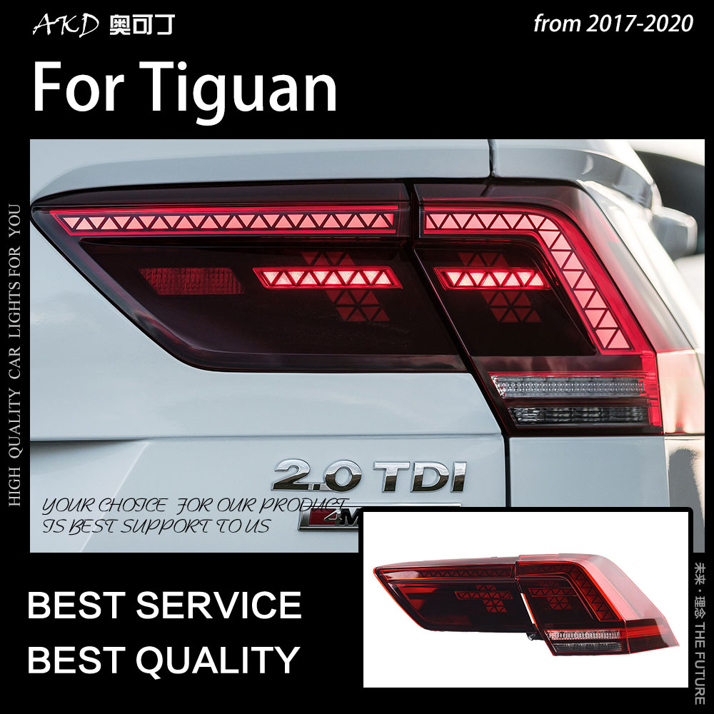 AKD Car Styling for Tiguan Tail Lights 2017-2020 New Tiguan LED Tail Light Rear Lamp LED DRL Brake Reverse auto Accessories