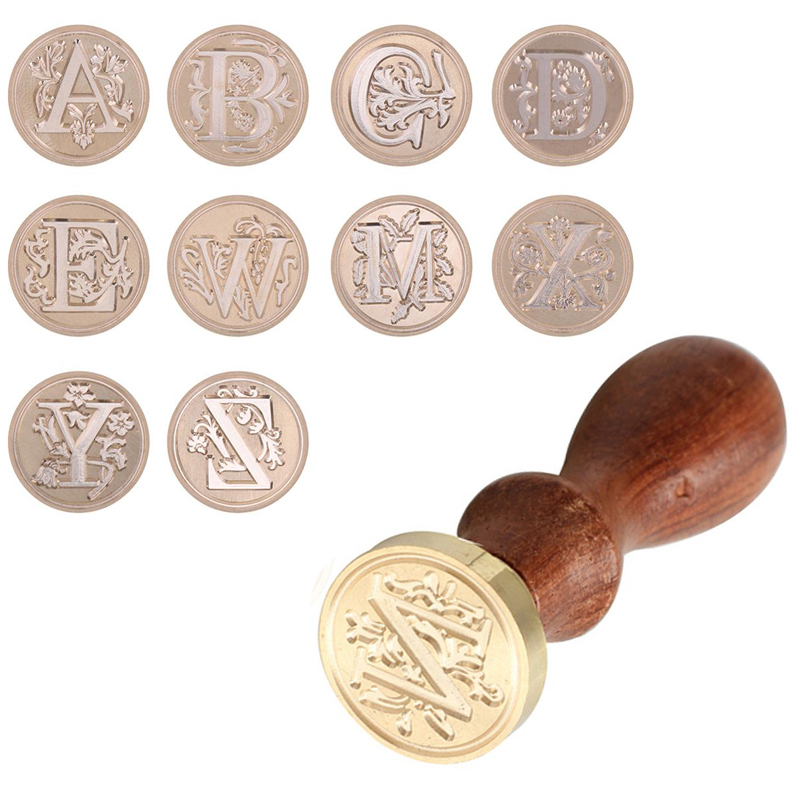 Retro Letter A-Z Wax Seal Stamp Alphabet Letter Wood Stamp Replace Copper Head Hobby Tools Stamp Craft Envelope Cards Decor