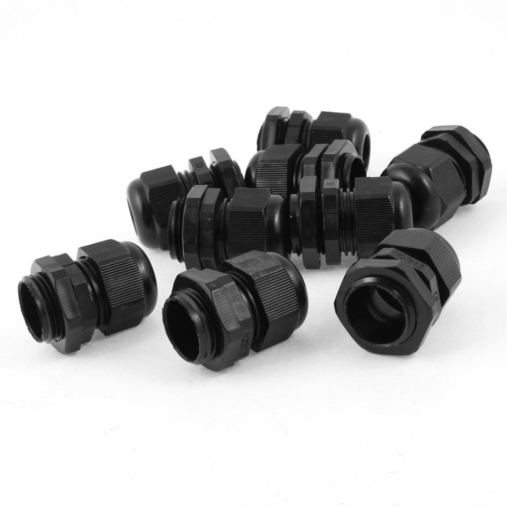 10pcs PG11 Cable Gland For 5-10mm Wire Cable CE White Black IP68 Waterproof Nylon Plastic Rubber O Ring Seal Gasket Connector