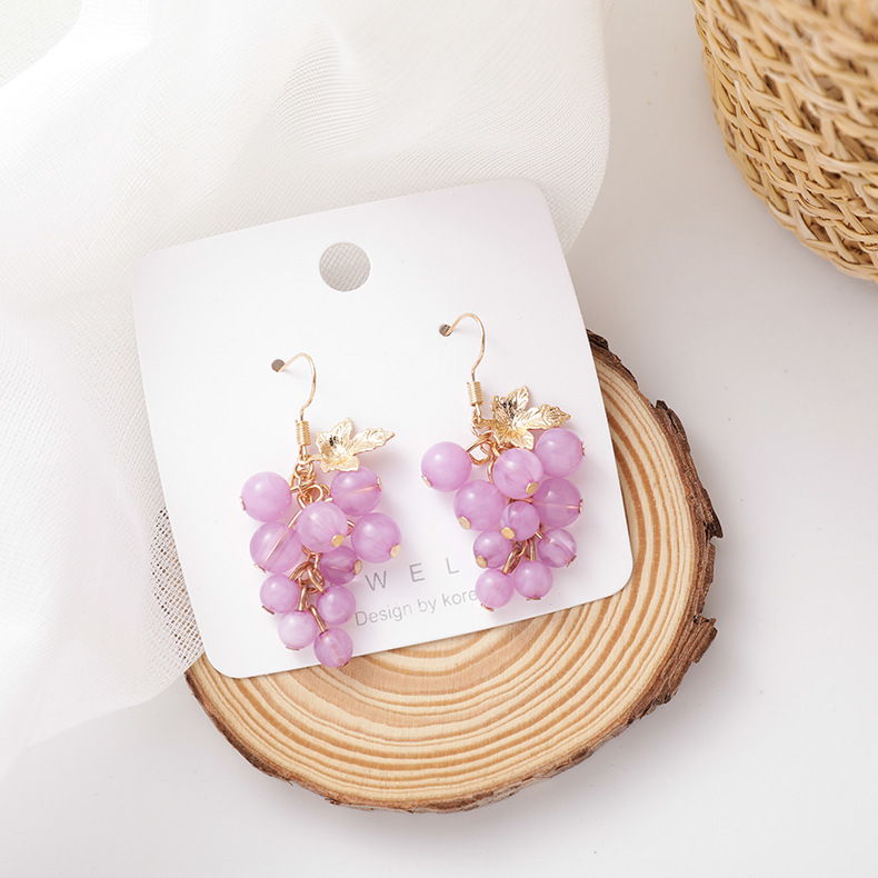 Summer Sweety Fresh Purple Grape Earrings Temperature Simple Style Cute Fruit Accessories Oorbellen Boucle D'oreille