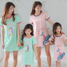 New Children's Nightdress Baby Mother Cotton Pajamas Girls Parent-child Sleepwear Unicorn Nightgown Nighty Kids Princess Dress