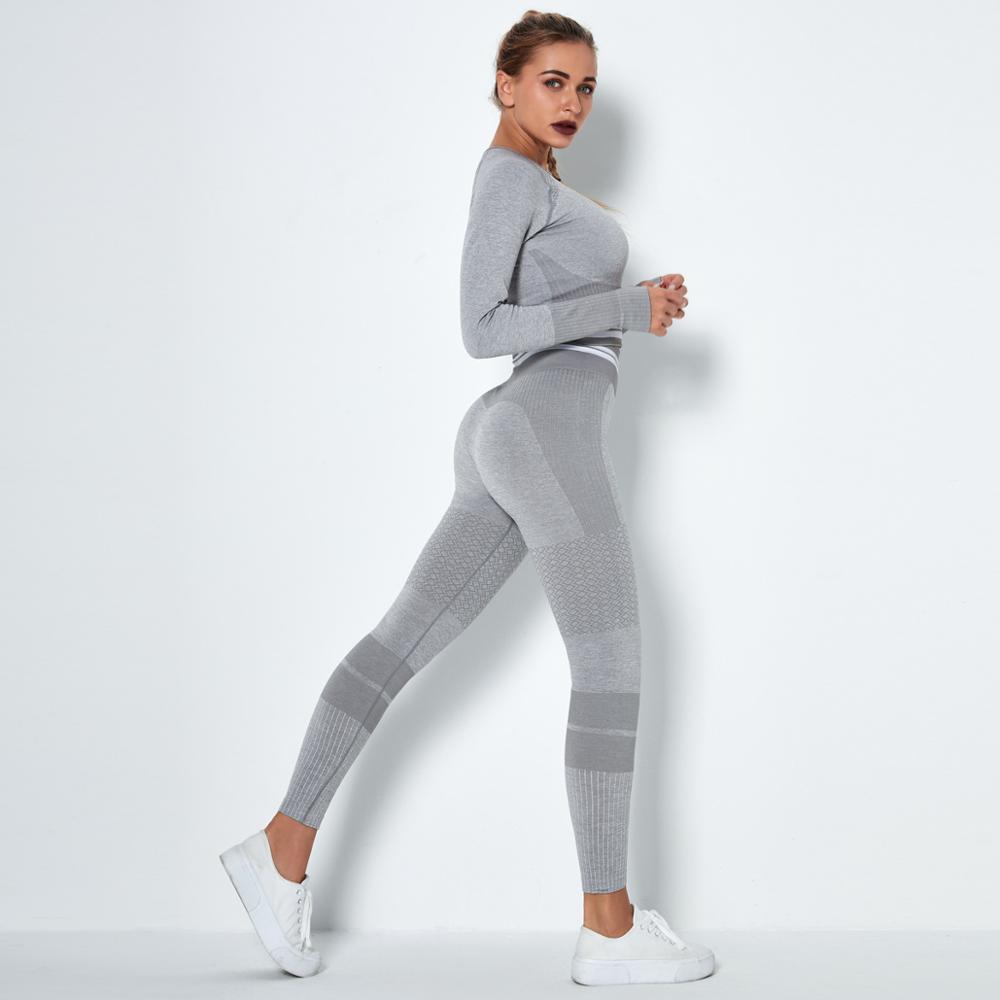 4 Color 2 Piece Sport Suit Set Woman Training Wear Seamless Knitted Sport Bra Legging Fitness Trousers Women's Yoga Tracksuit