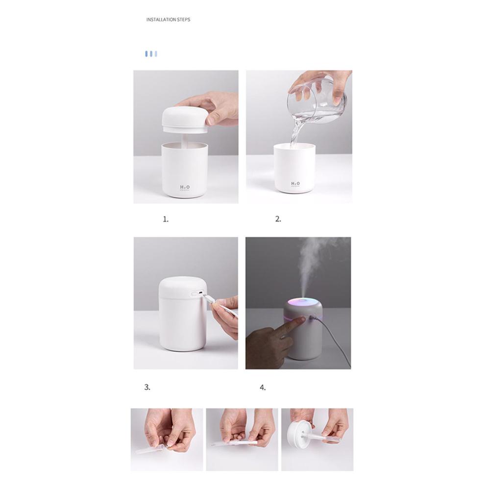 Air Humidifier Ultrasonic Aroma Essential Oil Diffuser 300ml USB Cool Mist Maker Aromatherapy with Colorful Lamp for Home Car