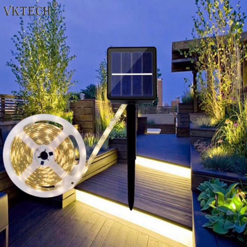 Outdoor Solar Light with 5m Light Strip IP65 Waterproof Ground Inserted Lawn Lamp Remote Control Solar Lamp Garden Lighting