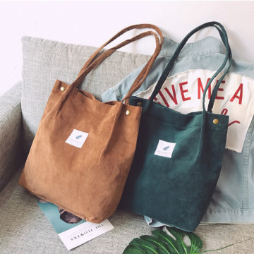 Bags for Women New Corduroy Shoulder Bag Reusable Shopping Bags Casual Tote Female Bucket Shoulder Handbags Ladies Beach Bag
