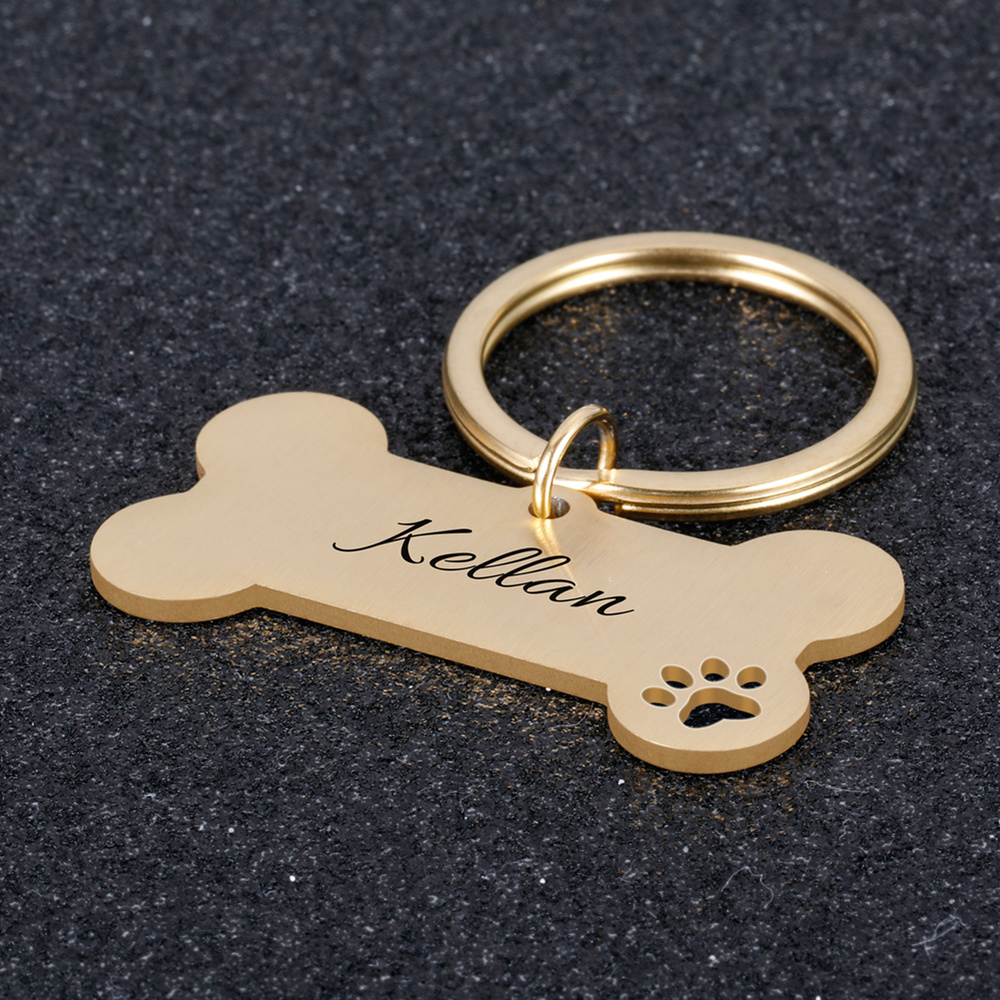 Personalized Collar Pet ID Tag Engraved Pet ID Name for Cat Puppy Dog Tag Pendant Keyring Bone Pet Accessories