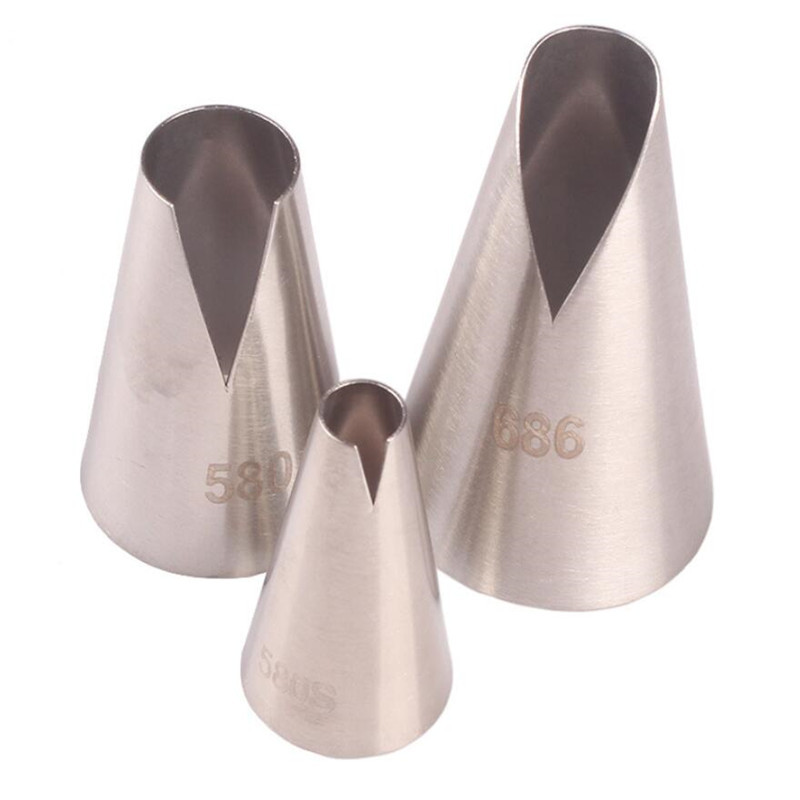 3PCS/SET 580S#580#686 Cake Nozzles Cream Decoration Cake Head Steel Icing Piping Nozzle Tips Fondant Pastry Tools