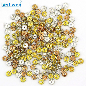 6mm Wholesale Price 200pcs/lot Silver Plated Rhinestone Crystal Spacer Beads for craft for Jewelry For Jewelry Making