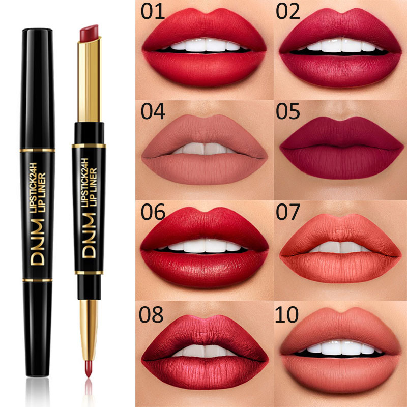 2 in 1 Lip Liner Matte Lipstick Waterproof Long Lasting Color Lips Makeup Lip Liner Pen Korean Cosmetics TSLM1