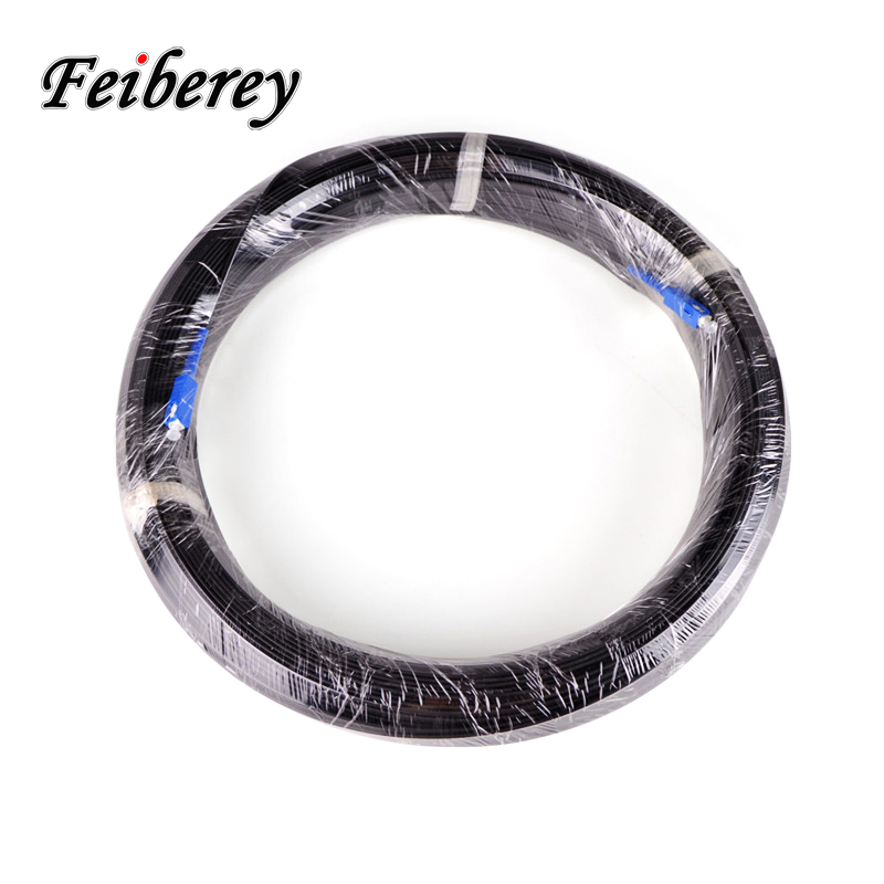 30m SC to SC Fiber Optic Drop Cable Patch Jumper Outdoor SM Simplex G657A Single Fiber 3 Steel Wire SC/UPC Drop Cable for FTTH
