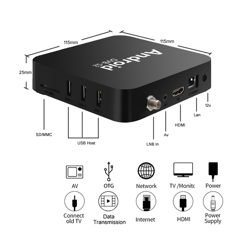 Quad core H265 Android tv box dvb s2 satellite tv receiver satellite receivers Receptor sks iks dvb-s2 decoder iptv Media player