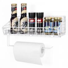 Metal White Mesh Kitchen Paper Rack for Wall