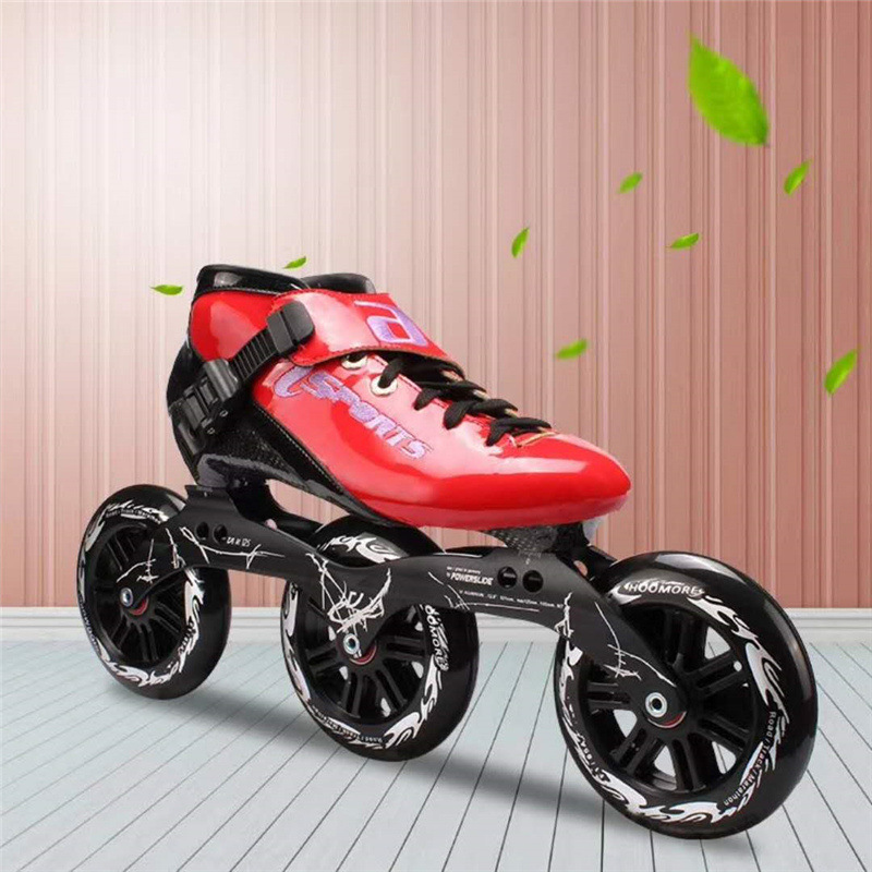3 Wheel Carbon Fiber Inline Speed Skates Shoes Pink Red Black Yellow EUR 30 to 45 3X125mm 110mm 125MM Roller Skate for MPC PS KR