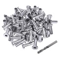 GTBL 65Pack Stainless Steel Protector Sleeves for 1/8 5/32 or 3/16 Inch Cable Railing with a Drill Bit