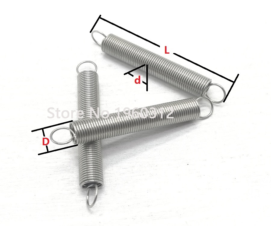 10Pcs 304 Stainless Steel Dual Hook Small Tension Spring Hardware Accessories Wire Dia 0.5mm Outer Dia 5mm Length 15-50mm