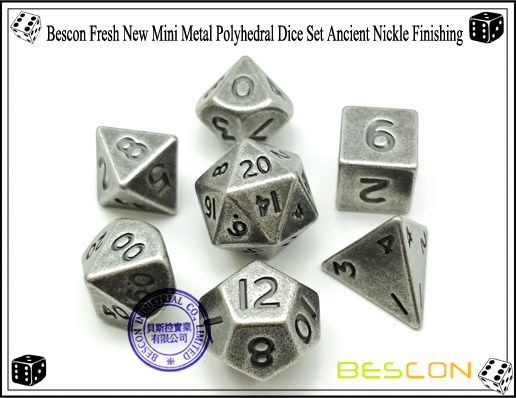 Bescon Fresh New Mini Metal Polyhedral Dice Set Ancient Nickle Finishing-4