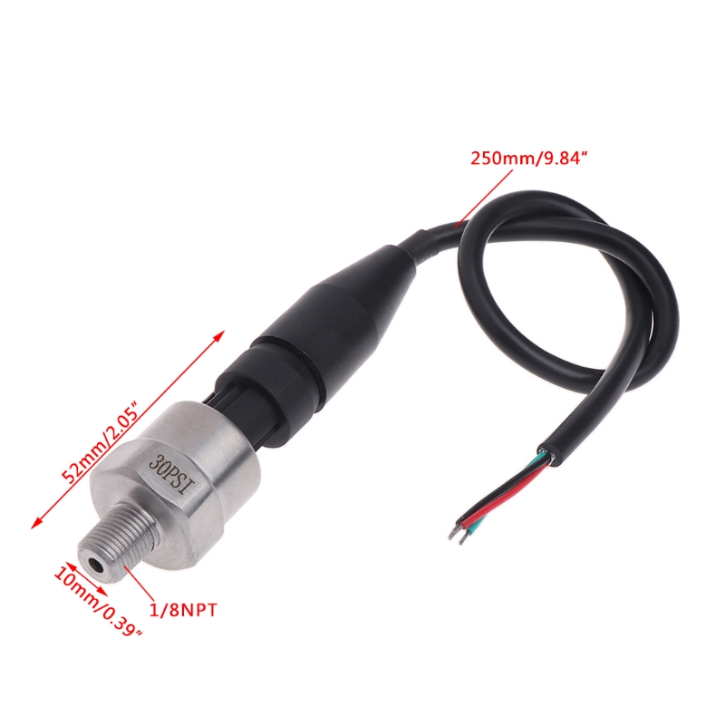 30 psi to 500 psi DC5V 1/8NPT Pressure Transducer Transmitter Sensor Stainless Steel Oil Air Water