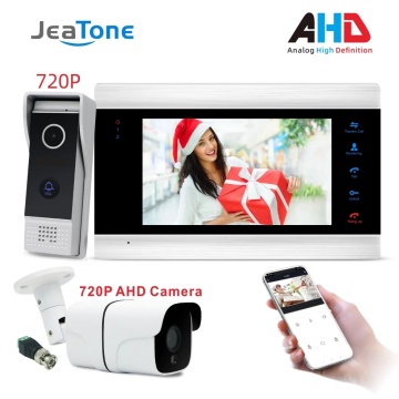 Jeatone 720P/AHD Tuya Smart Video Door Phone Intercom System 7 inch Screen with 100 Viewing Degree Angle Camera, Remote Control