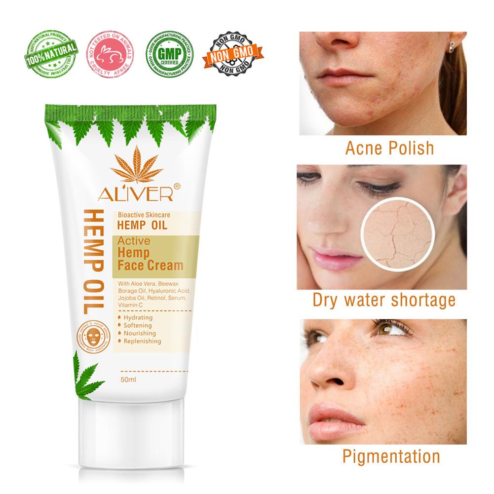 50ml Hemp Oil Facial Cream Moisturizing Anti Aging Anti Wrinkle Face Serum Cream Reducing Fine Line Beauty Cream Face Skin Care