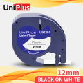 UniPlus 91201 12mm Label Tapes 91331 Compatible Dymo Letratag Label Maker 91221 Black on White for Dymo LT Printer LT-100H 100T