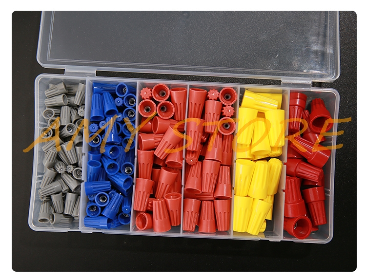 158pcs P1 P2 P3 P4 P6 Wire Cable Twist Connector Assortment Kit Set 22-10AWG 1-10mm2 Electrical Cap Screw Nuts Spring Insert Box
