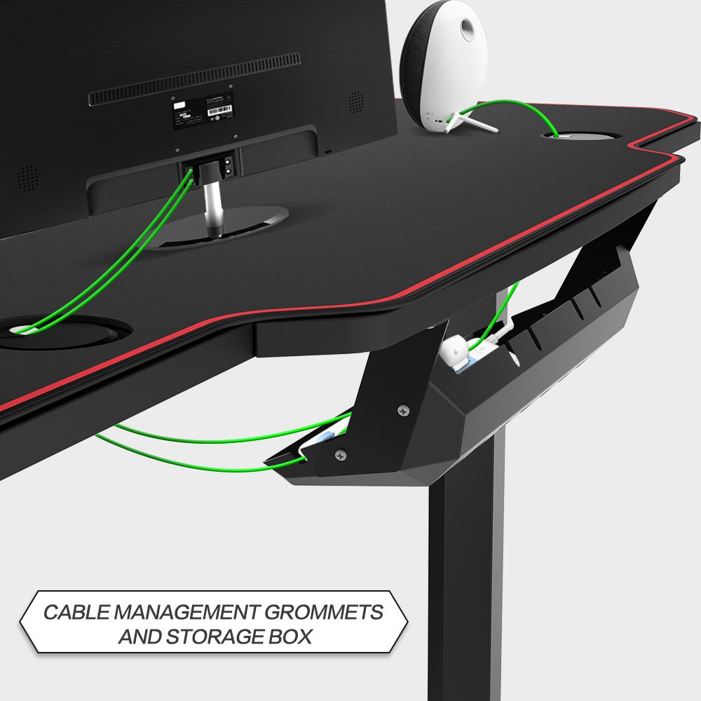 43/47/55 Ergonomic Gaming Desk E-sports Computer Table PC Desk Gamer Tables Workstation with USB Gaming Handle Rack&Mouse Pad