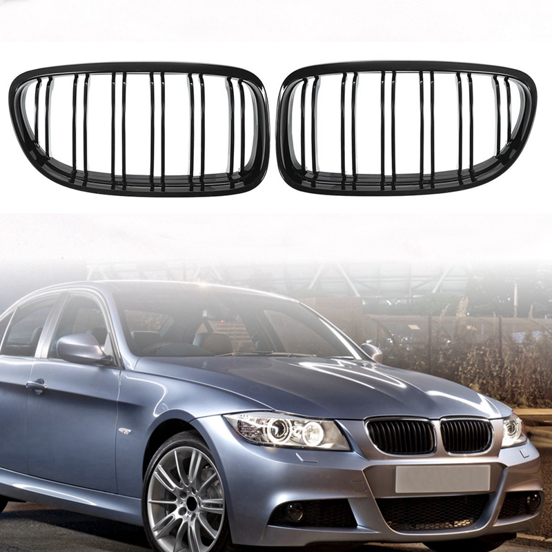 AL21 -1 Pair Car Front Grille Gloss Black Inlet Grille for BMW E90 LCI 3-Series Sedan/Wagon 2009 - 2011