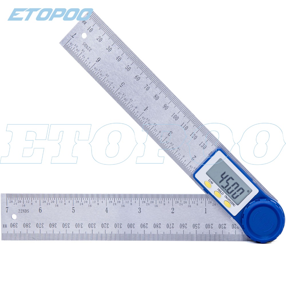 2 IN 1 digital ruler 360 degree 200mm Digital Protractor Inclinometer Goniometer Level Measuring Tool Electronic angle ruler