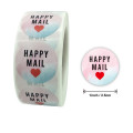 Cute 500pcs 1" Color Happy Mail Stickers Thank You Sticker for Small Business Mailing Supllies Envelope Packaging Sealing Labels