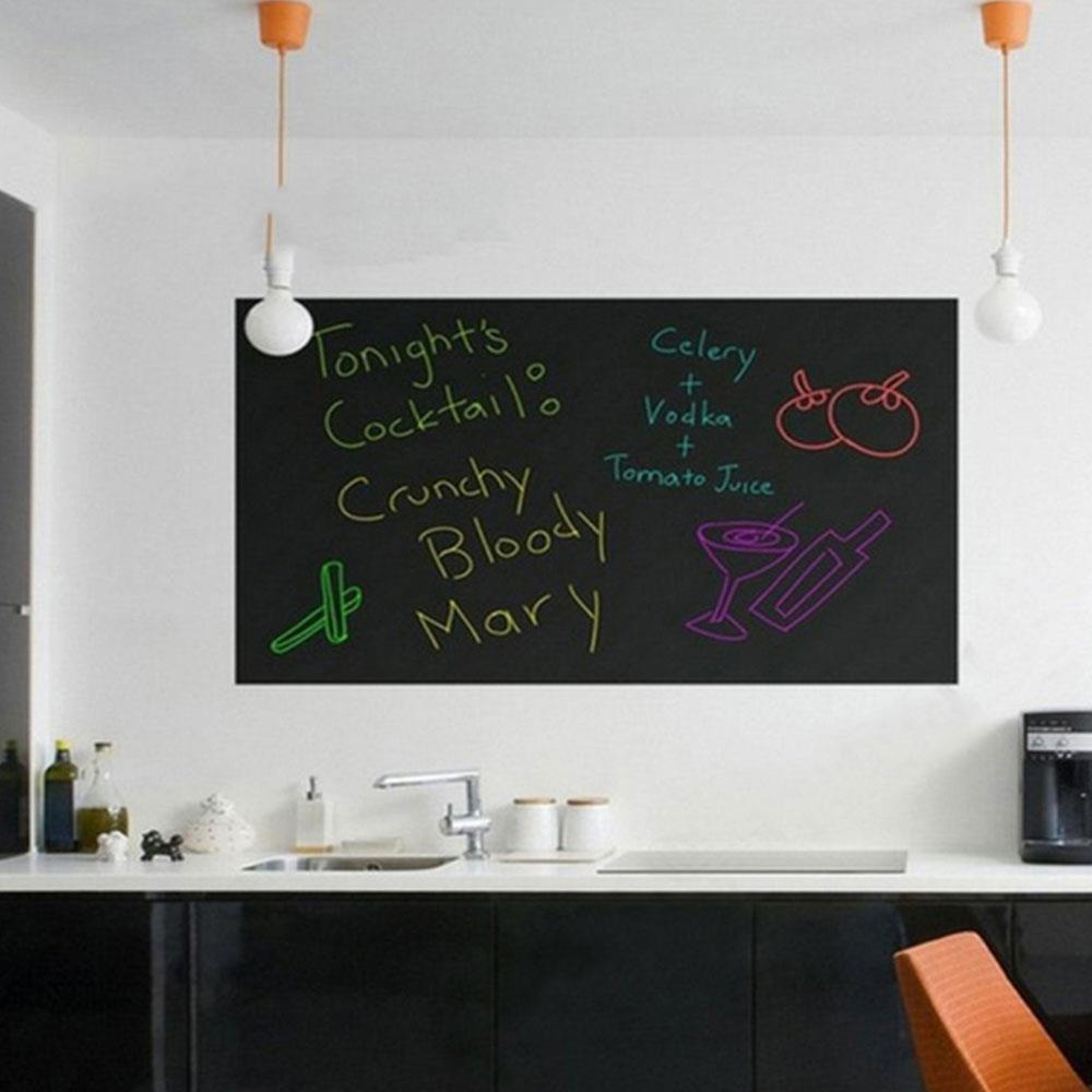 200*60CM Chalkboard Self-Adhesive Blackboard Wall Sticker Waterproof Removable Reusable Black Board Poster with 5 Color Chalk