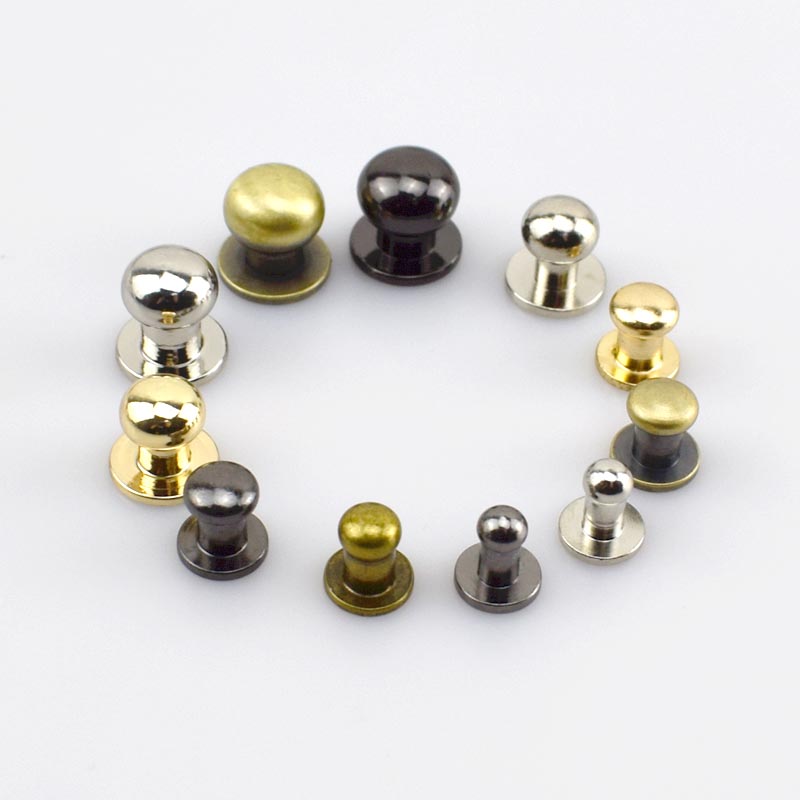 100pcs Round Head Screw Studs Metal Buckles Button Nail Rivet Wallet Belt Fastner Clasp DIY Leather Craft Bag Accessories