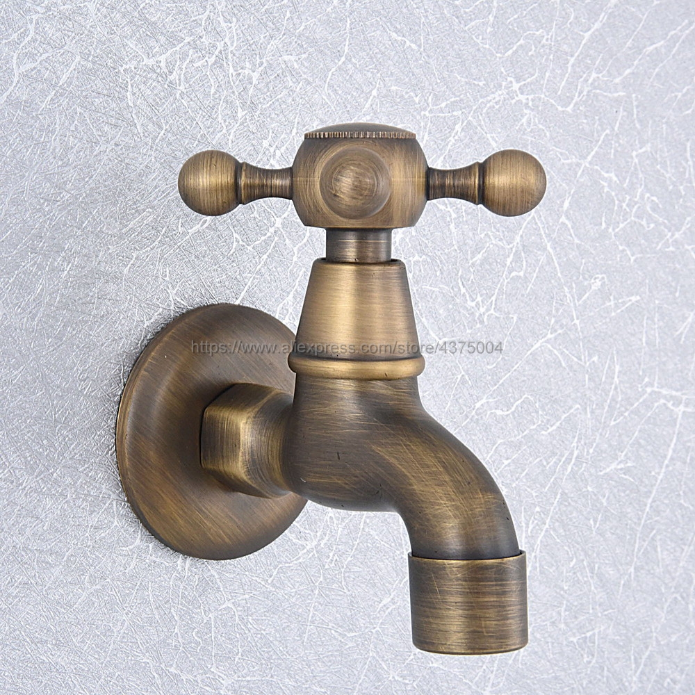 Antique Bronze Wall Mount Bathroom Mop Pool Faucet Laundry Sink Water Taps Toilet Cold Bibcock Nav352