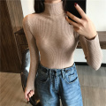 Autumn Winter Thick Sweater Women Knitted Ribbed Pullover Sweater Long Sleeve Turtleneck Slim Jumper Soft Warm Pull Femme ST04