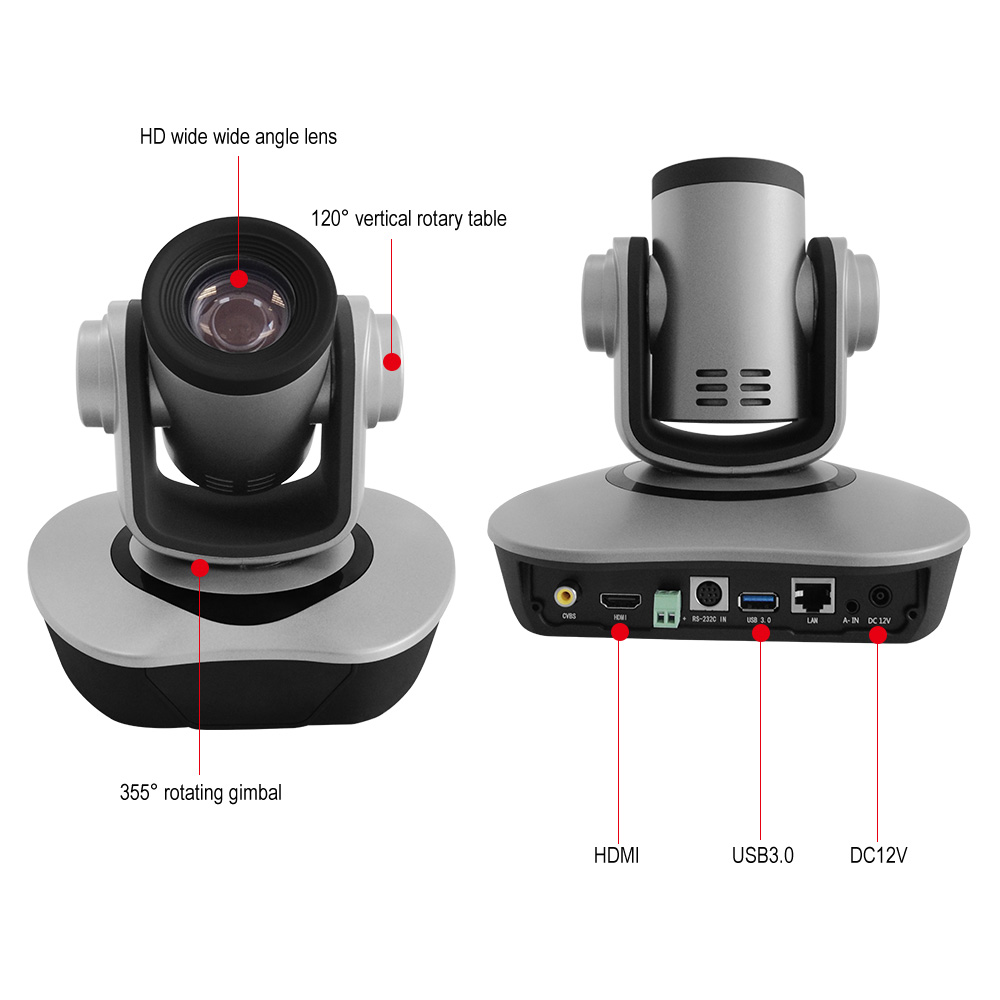 1080P PTZ IP video conference camera HD-SDI/USB3.0 (optional) 2MP HDMI H.265 Camera 12X/20X zoom with remote adapter
