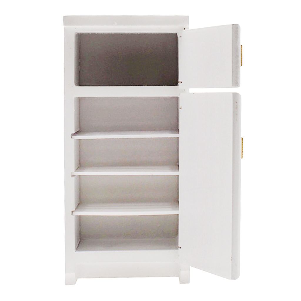 1:12 Dollhouse Miniature Furniture Wooden Refrigerator Freezer Model Scenes