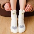 1Pair Cute WInter Kids Children Socks Embroidery Cartoon Thick Warm Sleep Floor Socks Girls Boys Plush Coral Fleece Socks