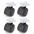 4pcs/set Office Chair Table Castor Wheels Roller Casters Black 30mm Swivel Plate Caster Nylon Wheel Home Furniture Replacement