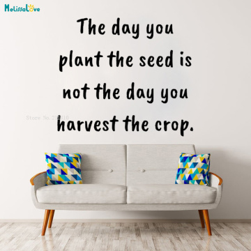 The Day You Plant the Seed is not the Day You Harvest the Crop Quote Wall Sticker Office Removable Excitation Decor Vinyl YT2001