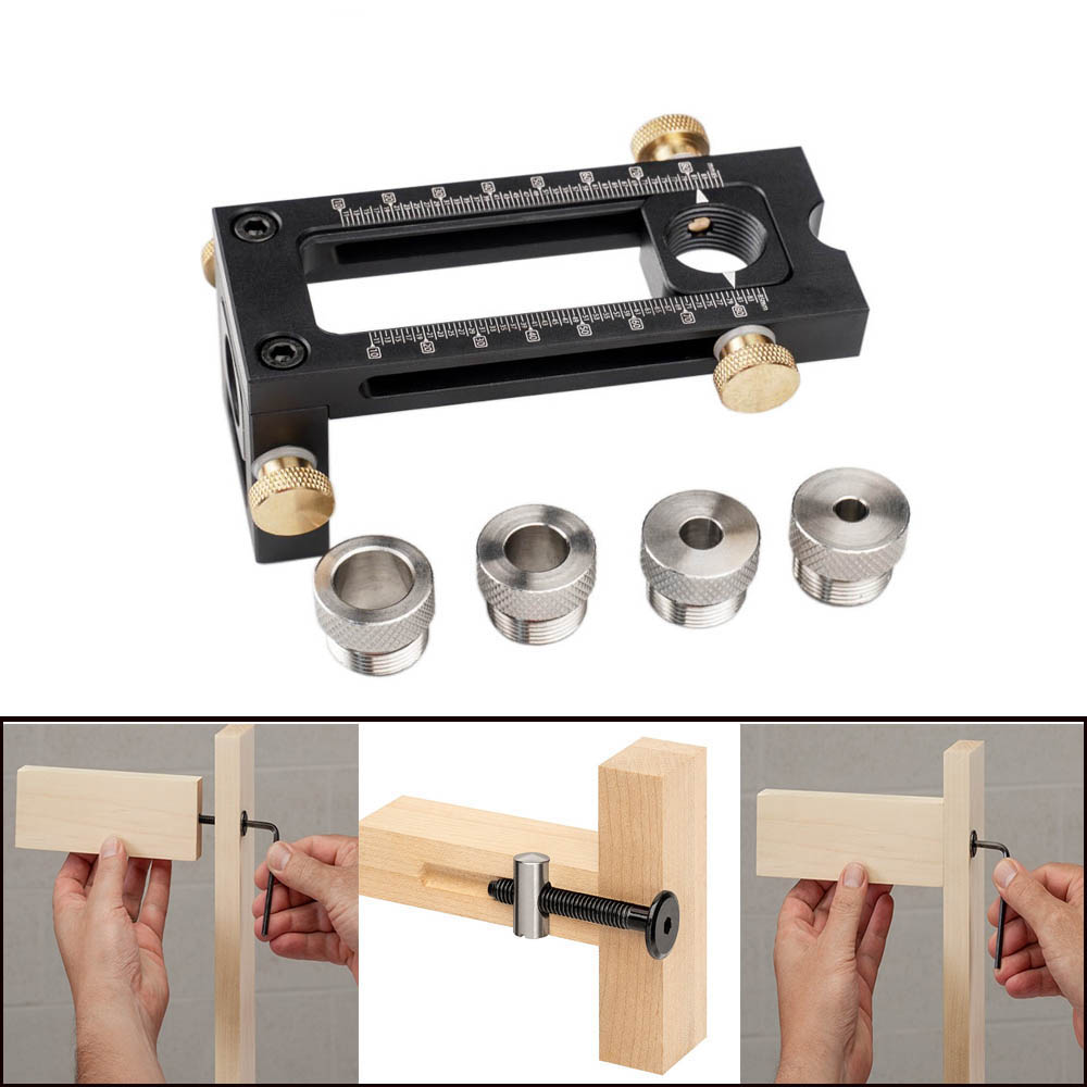 woodworking tools 2 in 1 Drill punch Positioner Locator Jig for baby crib cross oblique flat head puncher bed cabinet screw