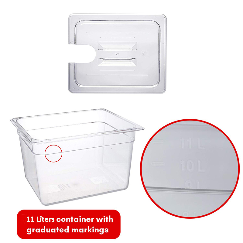 Sous Vide Container with Lid 11 Liter Water Tank Bath for Circulator Sous Vide Culinary Immersion Slow Cooker Biolomix