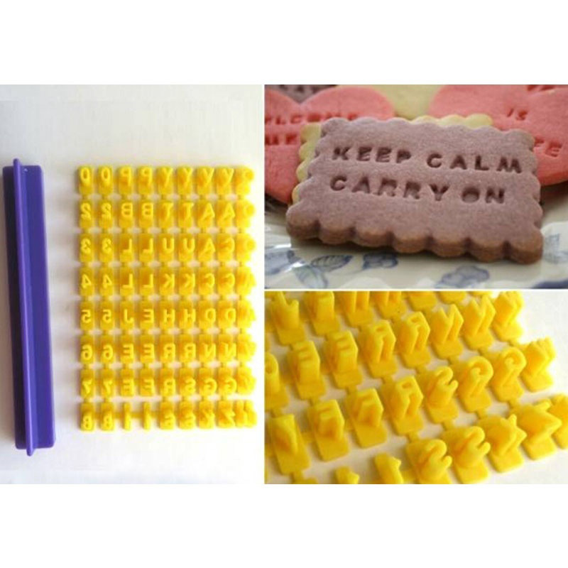 Alphabet Letter Number Cookie Press Stamp Embosser Cutter Fondant Mould Cake Baking Molds Tools Round Cutter Stencil Cookies